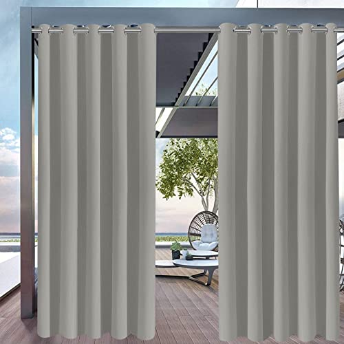 FaceYee Outdoor Waterproof Curtain Garden Partition Curtain for Patio Porch Anti-Scratch Wire One Panel 100x84in Color:Gray