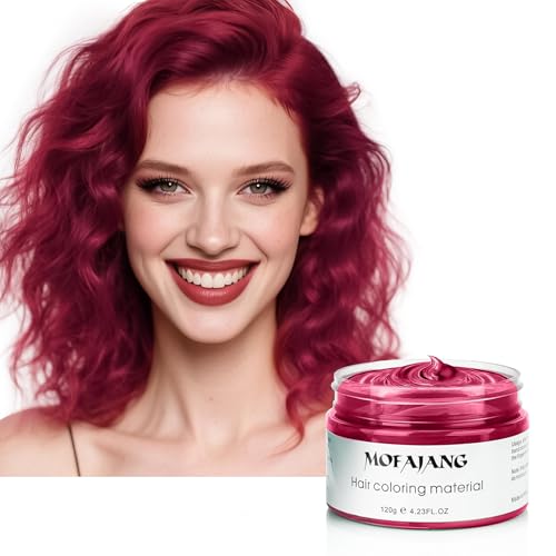 Red Temporary Hair Dye Wax Natural Instant Hair Color Wax Pomades 4.23 oz,Hair Styling Clay for Party, Cosplay, Halloween,Christmas