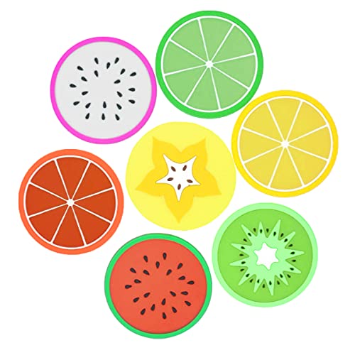 SyiXute 14 Stück Silikon Frucht Untersetzer,Dekorative Glasuntersetzer,Küche Untersetzer,Anti-Rutsch Glasuntersetzer für Küche Wohnzimmer und Bar