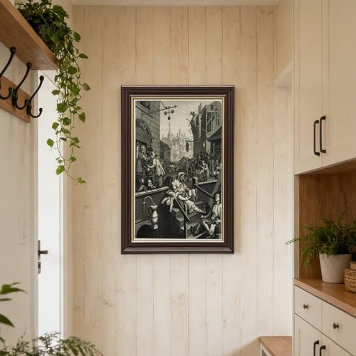 Impression sur toile Gin Lane William Hogarth cadre suspendre mural