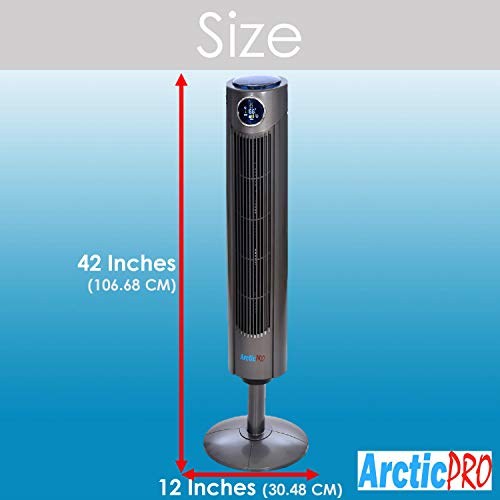 Arctic-Pro Digital Screen Oscillating Tower Fan With Remote Control, Dark Gray, 42-Inch #TOP6