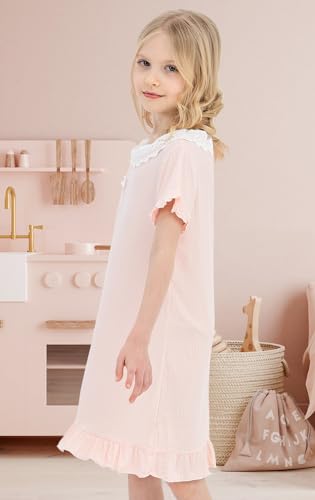 Girls' Princess Dress,Soft Summer Short Sleeve Casual Dresses 3-12Years4