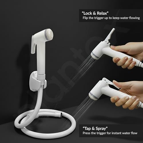 Image of Plantex Jet Spray for Toilet /ABS Health Faucet with 1 Meter Shower Hose Pipe and Wall Hook /Health Faucet Set for Bathroom /Hand Gun for Toilet - (Jecquar, White)