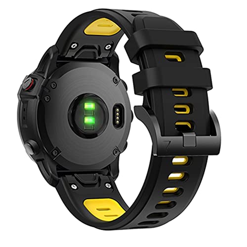Bracelet Garmin Fenix 6 silicone noir jaune 22mm pour sport et outdoor