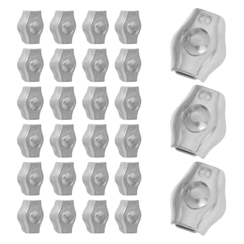 IWOWHERO Morsetto per Fune M3 in Acciaio Inox 304 da 24 Pezzi, Clip per Cavi Metallici da 2-2,5 Mm, Morsetti Riutilizzabili per Fissaggio Sicuro in Applicazioni Industriali e