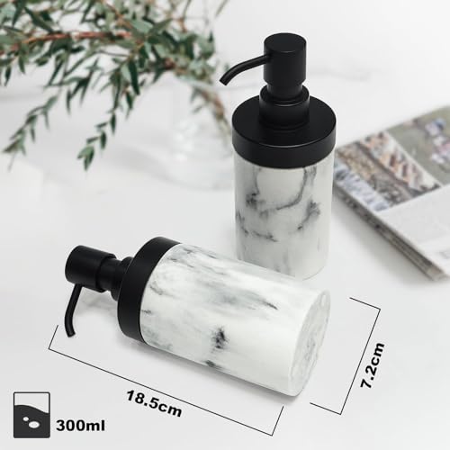 Suanti 001 2Pcs White Marble Style Resin Soap Dispenser Set For Bathroom Countertop&Kitchen Sink Decor thumb #2