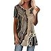 Zilosconcy Tunica da donna, taglie forti, estiva, con scollo a V, camicia da donna, alla moda, motivo floreale colorato, maglietta estiva, A26-cachi., XL