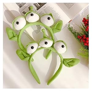 BeisDirect 2 piezas Diadema de Alienígena de tres ojos Diadema de Monstruo Verde Juguetes de felpa de globo ocular para el tocado de disfraces de Halloween,11cm