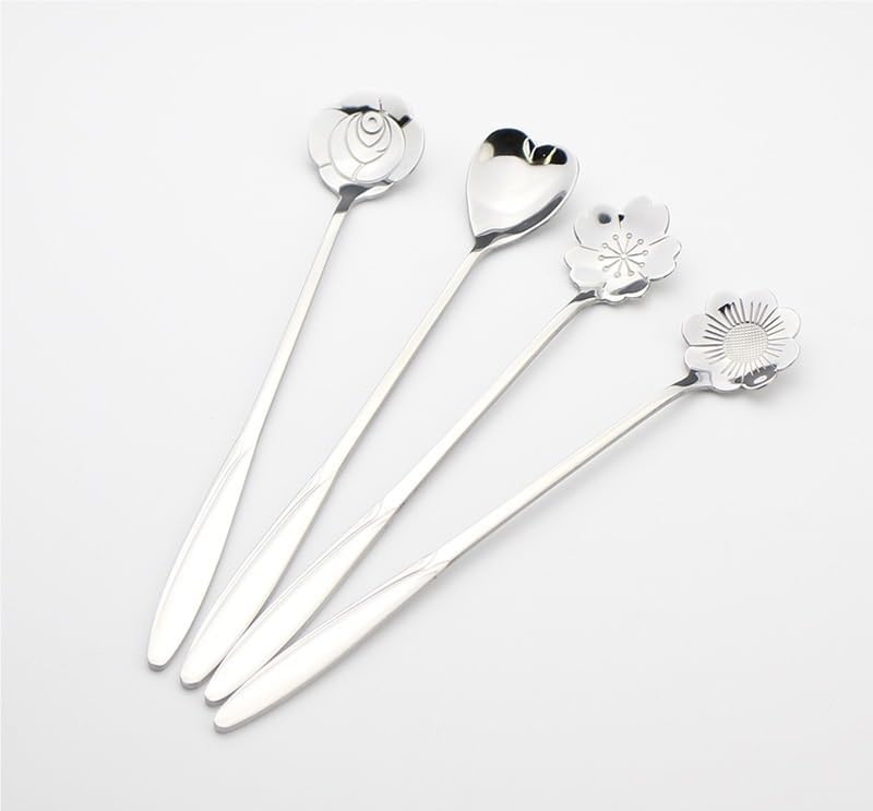 Silverware Flatware Set, 4/16/24/32/40/48 Pieces Stainless Steel Coffee Spoons Creative Spoon Mixing Spoon Long Handle Spoon Coffee Shop Restaurant(10Set-40Pcs)