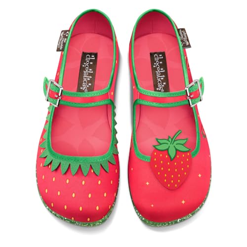 Image of Hot Chocolate Design Women's Mary Jane Flat Shoes - Mary Jane Flat Dress Shoes with Non-Marking Rubber Sole Adjustable Buckle-Strap, Adjustable Buckle-Strap and Cushioned Inner Sole with Arch Support
