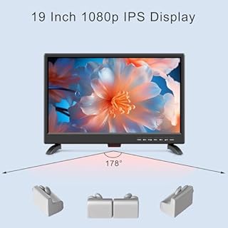Feihe 19 Inch Flat Screen TV Built in Digital ATSC Tuners, 1080p LED TV with HDMI VGA AV USB Port for Kitchen, Bedroom, RV, Caravan, Camping, Outdoor