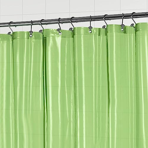 Image of Barossa Design Clear Green Long Shower Curtain Liner 78 inch Height - 3 Magnets & Waterproof Lightweight PEVA Shower Liner for Bath Tub, PVC Free, Metal Grommets, Clear Green, 72x78