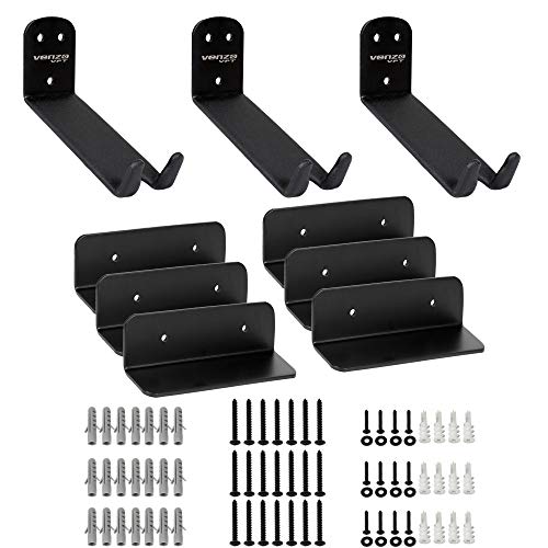 Venzo 3X Bike Bicycle Cycling Pedal Wall Mount Indoor Storage Hanger Stand - Hook Rack Holder - With Tire Brackets - Great For Garage And Shed #TOP4