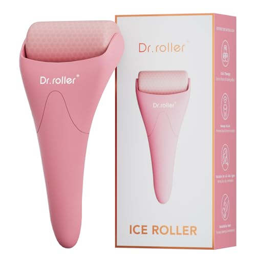 Dr.roller Ice Roller for Face and Eyes Silicone Massager Ice Face Roller Face Ice Rollers for Women Skin Care Tool for Reduce Puffiness Migraine Pain Relief and Minor Injury (Pink)