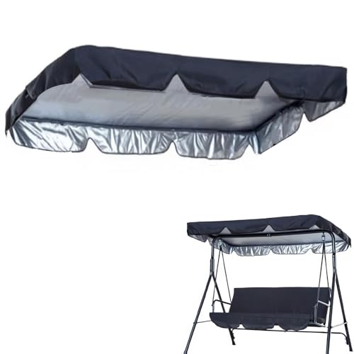 QSPNVFB Cubierta De Toldo para Columpio De Hollywood, Impermeable Toldo De Balancín De Jardín Exterior 3 Plazas, Tela De Repuesto para Silla De Columpio(Black,142x120 CM (56x47Inch))