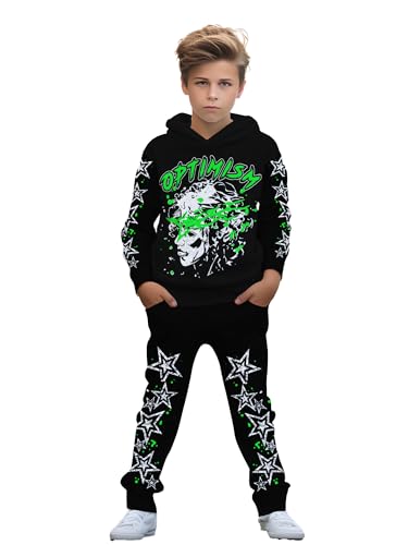 Image of boys' clothing sets, 2-Piece Hoodie & Pants Outfits for Boys Size 4-14 | Lightweight Non-Fleece Fall & Spring Clothing Sets