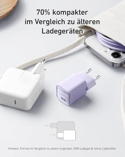 Anker 30W USB C Ladegerät, GaN 511 Nano 3, PIQ 3.0 PPS Schnellladegerät – Ansicht 3