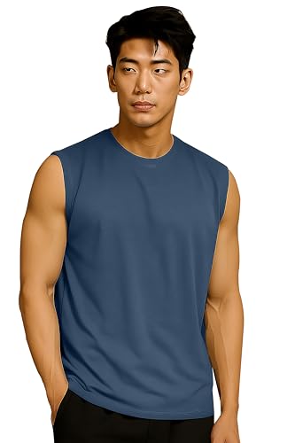 Image of JUGULAR Tank Tops Sleeveless T-Shirt for Men Gym Wear Vest Solid Stylish Round Neck Running for Sports Workout Fitness & Casual or Beach Wear