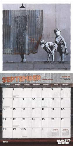 Banksy's Graffiti Official 2025 12 X 24 Inch Monthly Square Wall Calendar Plastic-Free – vue 4