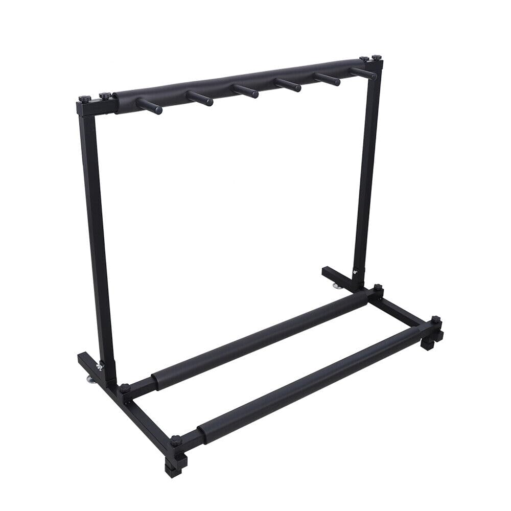 Support universel pour guitare 5 positions Rockstand - Support multiple pour guitare classique, guitare électrique, basse électrique, trépied pliable avec roulettes, instruments à cordes