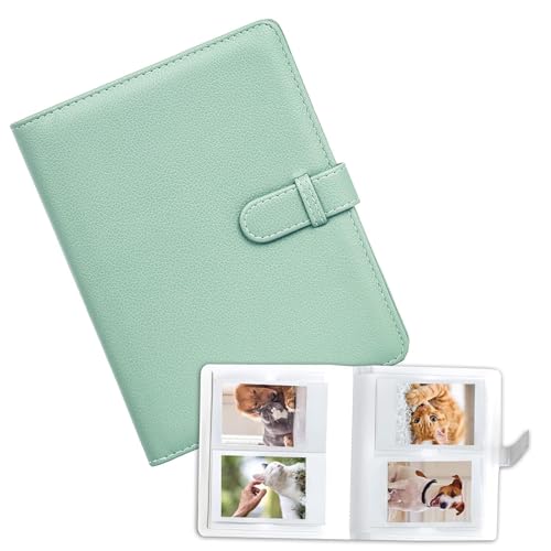 KAIYAYA Fotoalbum mit 64 Taschen- Klein Fotoalbum für 2x3 Zoll Minibilder - Leder Einsteckalbum mit 64 Taschen Fotobuch für Fujifilm...