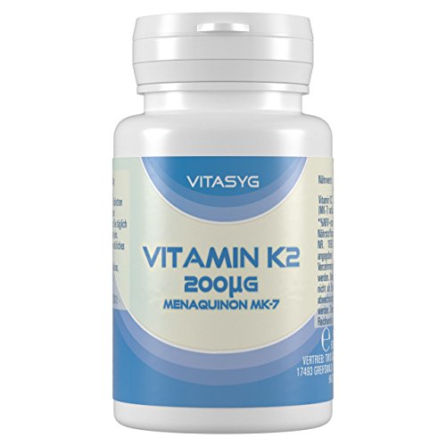 Vitasyg Vitamin K2 - Menaquinon MK7 200µg - hochdosierte 365 vegane Tabletten - Jahrespackung - Menachinon - Vitamin K