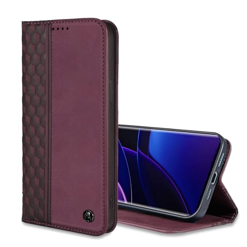 Image of Wallet Case for Motorola Edge 2023 6.6 inch - Moto Edge 2023 Flip Case [Strong Magnetic] PU Leather Folio Case with Card Holder Kickstand Protective Phone Cover - Wine red