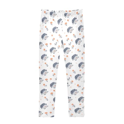 Cute Simple Hedgehog Prints Girls Leggings Soft Comfortable Athletic Leggings Dancing Pants for 4-10 Years