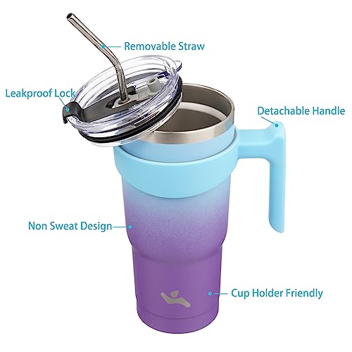 Image of Konokyo 20 oz Tumbler with Handle and Straw, Insulated Travel Mug