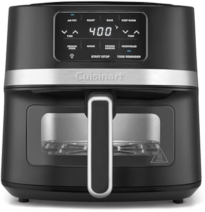 Cuisinart Air Fryer Oven – 4.5-Qt Basket Black and Stainless Steel Air Fryer – Dishwasher-Safe Parts with 4 Presets – Roast, Bake, Broil, Air Fry and Keep Warm – Quick & Easy Meals – AIR-160