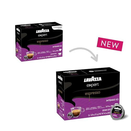 Image of Lavazza Expert Espresso Intenso Double Shot Capsules, Dark Roast, Arabica and Robusta Blend, Compatible with Lavazza Classy Machines (36 Capsules)