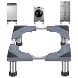 Umllpet Waschmaschinen Sockel Untergestell mit 4 Füßen, Podest für Waschmaschine Trockner, Kühlschrank Sockel Höhe 40-60cm, Bärenlast 200kg Verstellbare Sockel mit Rutschfester Stoßdämpfungsfunktion