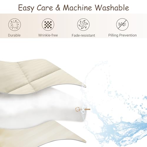 Image of ZPECC Toddler Down Alternative Comforter, 39x47 Hypoallergenic Baby Blanket Quilt, Soft Breathable Lightweight All Season Kids Duvet Insert for Crib Stroller Cot Daycare, Cream Stripe