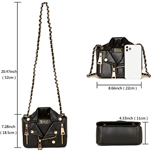 Sfly Women Satchel Chain Strap Shoulder Bag Leather Crossbody Handbags Ladies Evening Clutch Purse Unique Cute Jacket Bag4