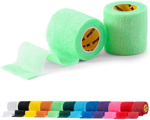 6 Rolls SPORTTAPE Self-Adhesive Football Sock Tape | 5cm x 4.5m - Black | Cohesive Bandage Sock Wrap, Shin Pad Tape | Goalkeeper Wrist Tape & Football Ankle Tape | Pet & Vet Wrap for Dogs, Horses