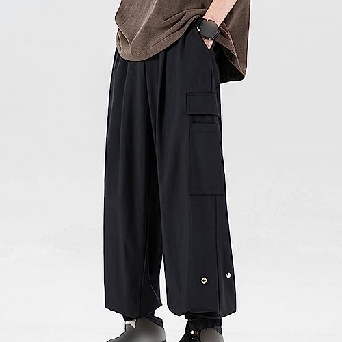 Men's Ice Silk Loose Overalls Multi-Pocket Sports Casual Pants Breathable Light Nine-Point Trousers2
