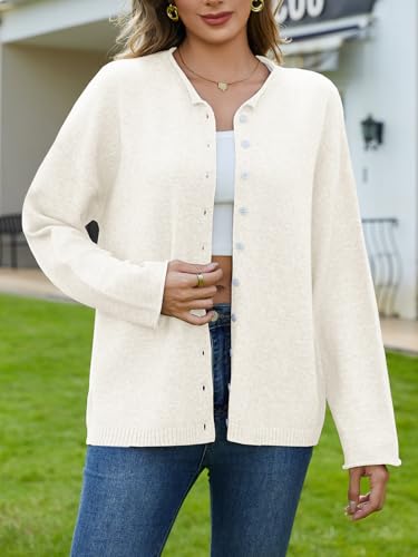 Image of UNCLECAT Womens Button Up Cardigan Sweaters | Fall Winter Everyday, Long Sleeve, Office Lightweight Knit, Open Front, Crew Neck, Soft Cozy, Loose Fit, 2026 Trendy