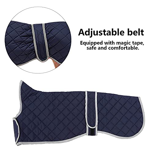Geyecete - Windhund Warmer wintermantel, Hundemantel mit Dickes Steppfutter, verstellbaren Outdoor Hundejacke mit Geschirr Loch für mittel große Windhunde Whippet Lurcher Saluki -Blau-S
