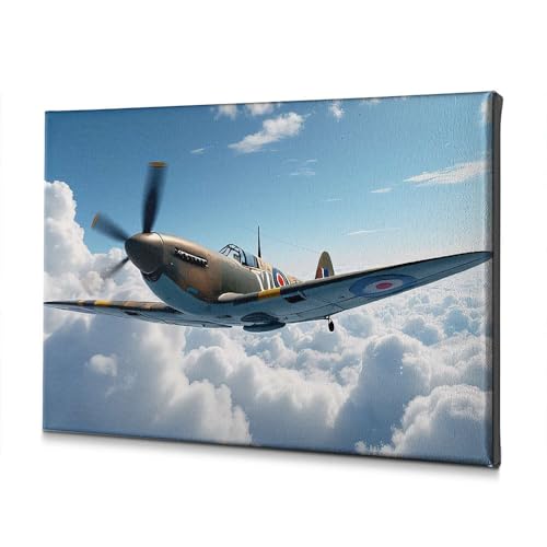 Décoration murale vintage avec avion de chasse rétro 40x60cm