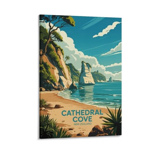 Cathedral Cove New Zealand impression de peinture grand paysage 60 x 90