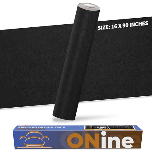 Image of ONine Leather Repair Patch，Leather Repair Tape, 16 x 90 inches Leather Repair Patch for Furniture,Vinyl Repair Kit，Leather Couch Patch，for Sofas, Furniture, Car Seats, Office Chairs(Black)
