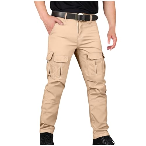 Casual Cargo Pants for Men, Multi Pocket Straight Leg Trousers Ripstop Work Pant for Outdoor Hiking Traveling