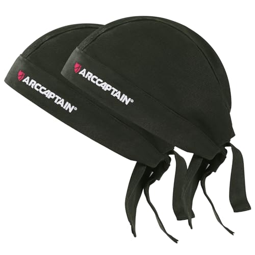 ARCCAPTAIN 2PC Welding Doo Rag, Welding Cap, Protective Welders Cap, Welding Hats for Men, Fireproof Cotton and Durable for Safety, Olive-green, M Size