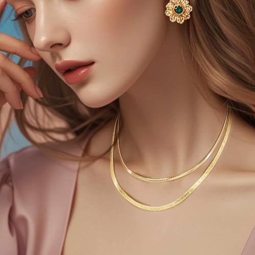 14K Gold Chain for Women Snake Necklaces for Women Trendy Snake Chains with Patterns Necklace Mens Gold Chains 16-24 Inches 4mm4