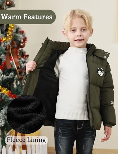 Boys Winter Parka Coat Fleece Lined Heavyweight Jacket Windproof Hooded Padded Coats Waterproof Jacket 3-12 Years4