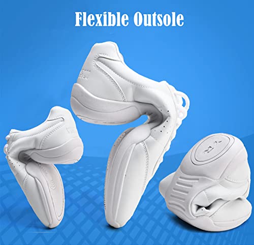 kkdom Adult & Youth White Cheerleading Shoe Athletic Dance Shoes Tennis Sneakers Sport Training Cheer Shoes2