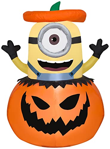 Gemmy Airblown Minion Popping Out of Pumpkin Universal, 3 ft Tall, Multi