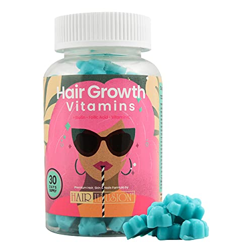 Hair illusion Natural Hair Growth Vitamin Gummy Bear. with Added biotin, Longer, Stronger, Thicker Hair.
