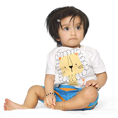 Image of ARIEL Baby Boys & Baby girls Cotton Printed Round Neck Half Sleeve T-shirt & Short Summer Clothing Sets