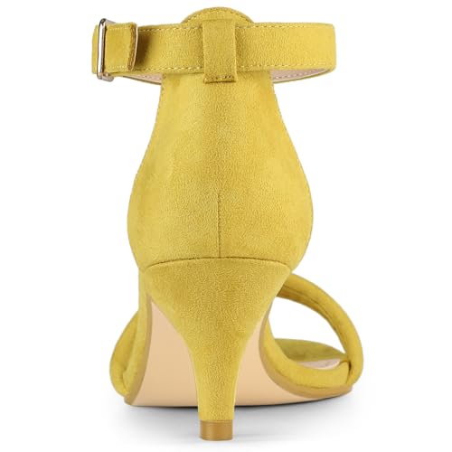 Allegra K Allegra K Women's Kitten Heel Ankle Strap Yellow Sandals 9 M US